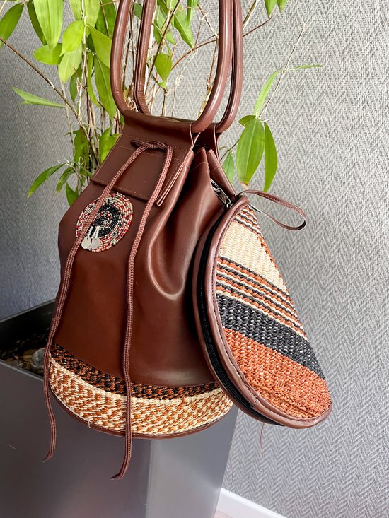 Brayoncraftts Africaanse bucketbag met kiondo clutch purse (2 in 1)