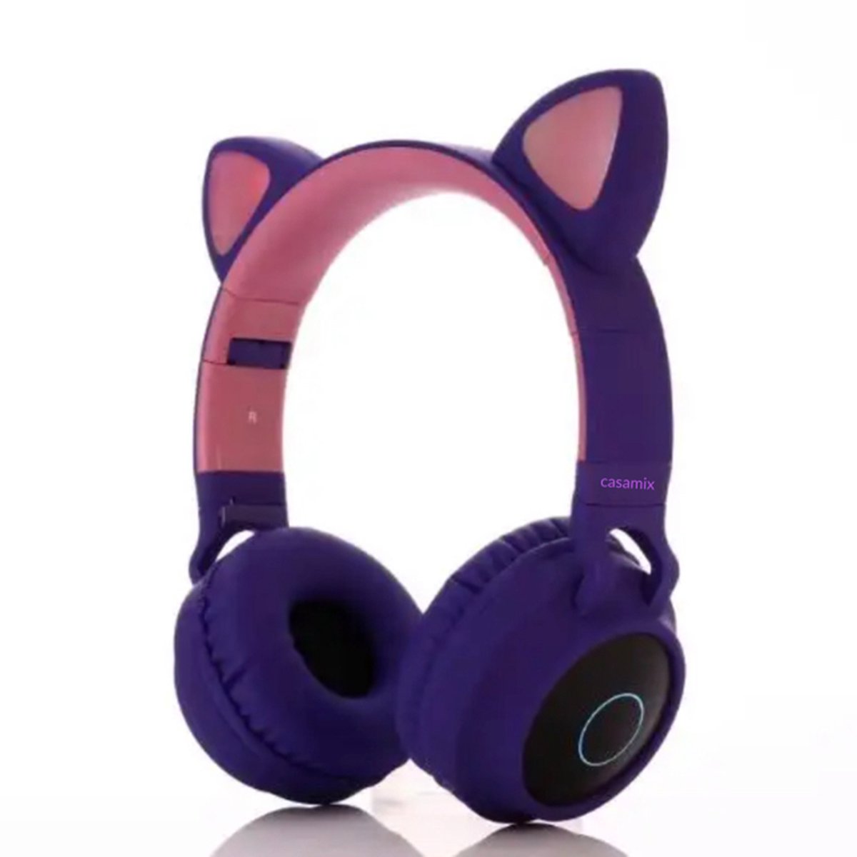 Casamix Kinder hoofdtelefoon pro - kattenoortjes paars- NL handleiding -cat headphones- Draadloze koptelefoon Bluetooth - Met Led Kat Oortjes | met verlichting poot- Kat oor Koptelefoon draadloze Bluetooth met flitslicht