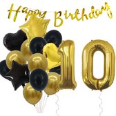 Snoes Ballonnen 10 Jaar Feestpakket – Versiering – Verjaardag Set Goldie Cijferballon 10 Jaar -Heliumballon