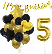 Snoes Ballonnen 5 Jaar Feestpakket – Versiering – Verjaardag Set Goldie Cijferballon 5 Jaar -Heliumballon