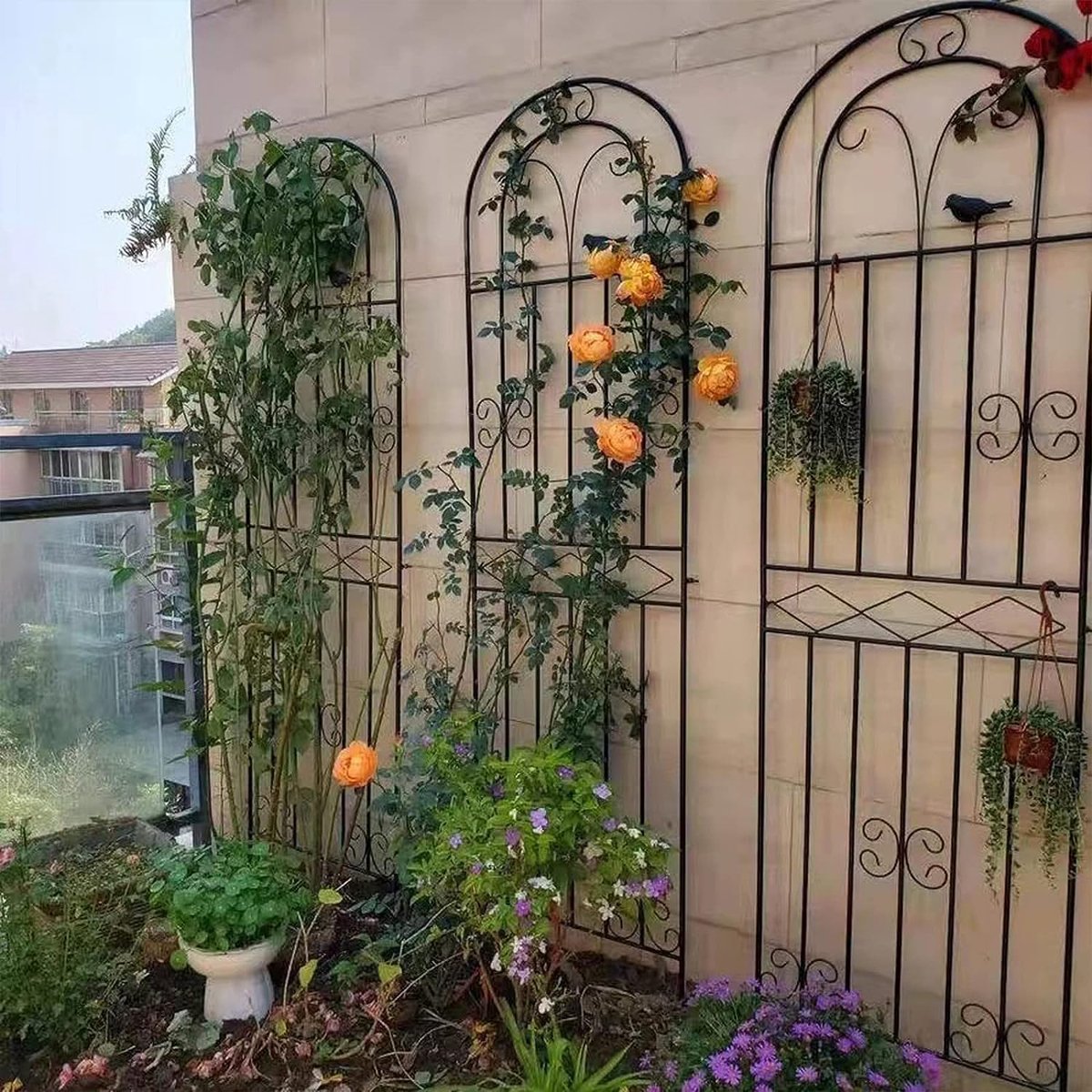Plantenklimframe, Trellis Voor Potplanten, Tuintrellis, Gevormde Plantensteun, Tomatenkooien Voor Tuin, Trellis Voor Potplanten Klimplanten,Wit,180 * 30cm/70.86 * 11.81in