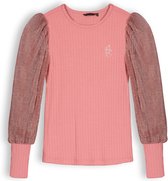 Meisjes shirt jersey rib - Sunset roze