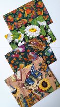 Pakket van 4 stoffen - Herfst - verschillende prints - 50 x 55 cm - pompoen - zonnebloem - bloem - quilt - patchwork - naaien - stof