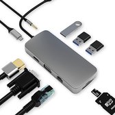 DirectGoods 10-in-1 USB-C Hub – Docking Station Laptop - HDMI – VGA – USB*3 – TF/SD – PD 100W - Spacegrey