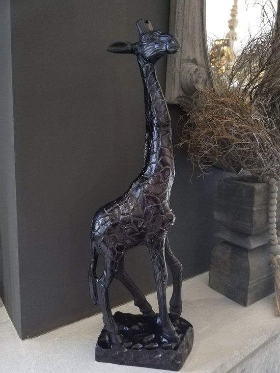 giraffe decoratief metaal 49 cm hoog zwart