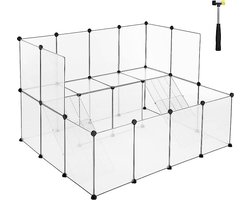 FurnStar - Kleindierverblijf - Modulaire omheining - konijnenhok - Cavia kooi - 2 Verdiepingen - 143x108x93cm - Wit