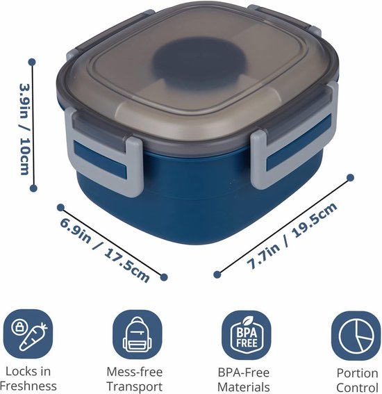 thumbnail: RVS Snackbox Met 3 Vakken - Lekvrije Bentodoos Voor Onderweg, School, Werk Of Sport