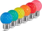 Set 6 gekleurde golfbal LED lampen - 6 kleuren - 1W - E27