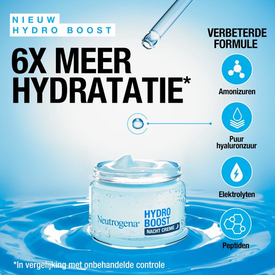 Neutrogena Hydro Boost Nachtcrème - intensief hydraterend en herstellende gezichtsverzorging met hyaluronzuur - voor alle huidtypen - 50 ml