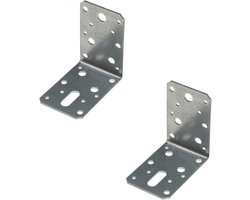 8x Hoekankers / stoelhoeken staal verzinkt - 4 x 10 cm - slobgat 4 x 1.2 cm - hoekijzers voor balkverbinding / houtverbinding - hoekverbinders / versterkingshoeken
