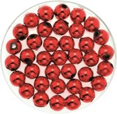 120x bijoux faisant des perles déco brillantes en rouge de 8 mm - Perles de reig en plastique pour bracelets / colliers