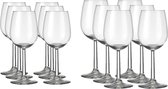 Een set van 12x stuks wijnglazen voor witte en rode wijn Bouquet - Witte/rode wijn glazen - Wijn drinken - Wijnglazen van glas