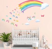 Muurstickers Eenhoorn Regenboog Vlinders Wolken Muurtattoo Baby Kinderkamer Meisje Kamer Babykamer Wanddecoratie