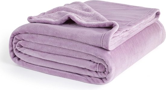 couverture polaire à carreaux couvre-lit lilas 220x240cm pour 2 personnes -  plaid de... | bol.com
