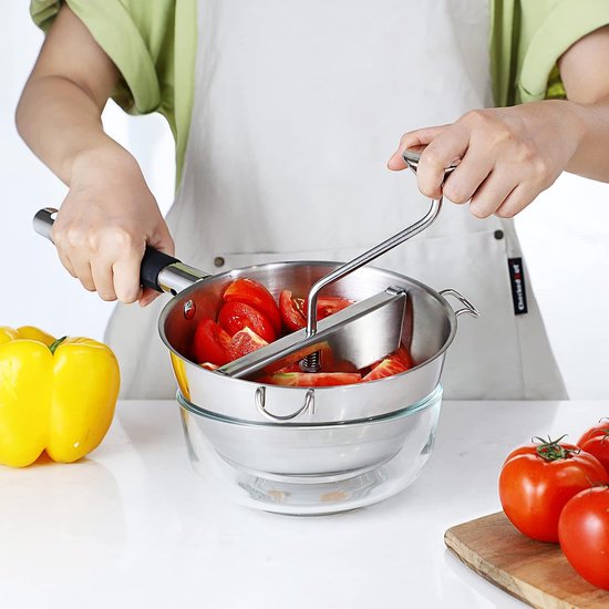 Moulin à Aliments En Acier Inoxydable 3 Disques - Moulin Légumes Manuel Avec Manivelle Pour Purées, Sauces Et Aliments Bébé