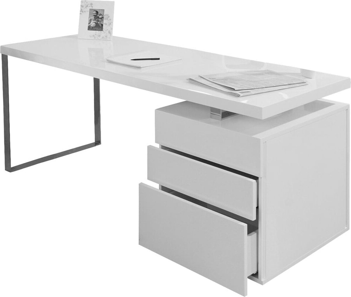 Bureau Javi Wit - MDF - 140x70cm - Met opbergruimte - Hoogte 76 cm - Met lades