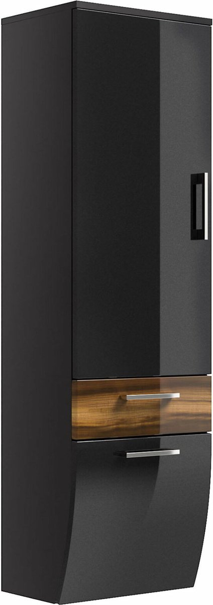 Badkamer kolomkast Ilse Antraciet - Walnoot - Breedte 40 cm - Hoogte 134.5 cm - Diepte 30 cm