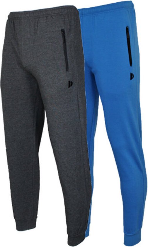 2-Pack Donnay - Joggingbroek met elastiek (Jack) - Sportbroek - Heren - Char-marl/True blue (537) - maat XXL
