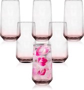 Set de 6 verres à eau pour cocktails et verres à cocktail, verres highball (rose, 470 ml)