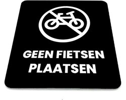 Deurbordje Geen fietsen plaatsen - Zwart/wit met icoon - 12 x 10 cm - 1,6mm dikte - zelfklevend | Zwart/wit toplaag | Incl. 3M-tape aan achterzijde | Gratis Verzending | Incl. 3M-tape | Namengigant | Incl. 2 jaar garantie