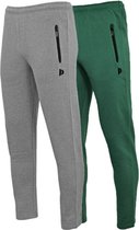 2- Pack Donnay Straight Leg Joggers - Pantalons de sport - Homme - Taille S - Vert forêt/Argent chiné (534)
