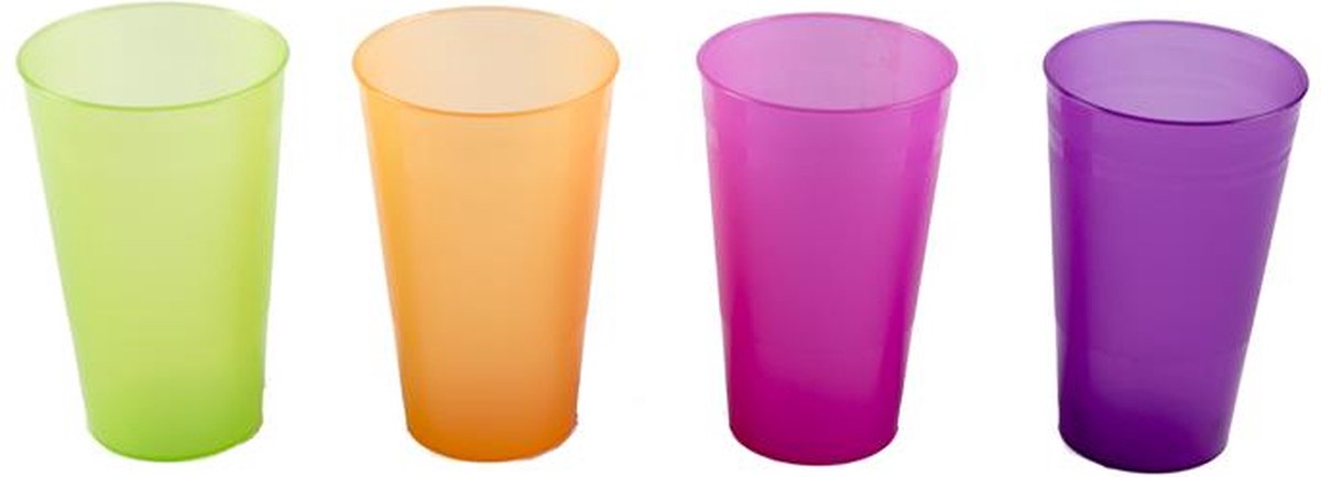 Goedkoopste Cleany kunststof bekers Ø8x13cm set a 4 stuks