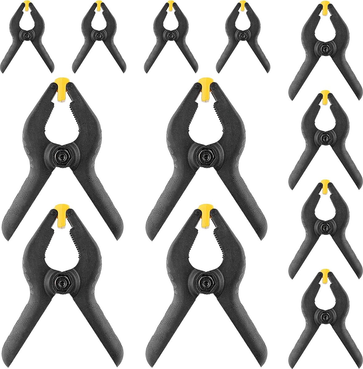 OSDUE Klemklemmen, 12 stuks veerklemmen, 7,6 cm, krachtige zwarte nylon