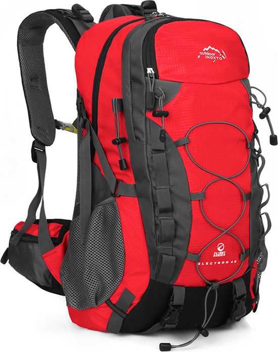 RAMBUX® - Backpack - Outdoor - Rood - Wandelrugzak - Trekking Rugzak - Heupriem - Verkoelende Rug Padding - 40 Liter
