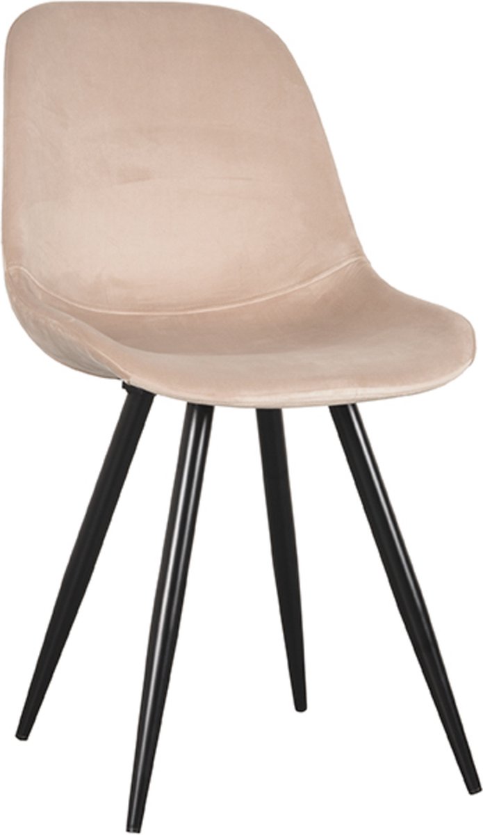 LABEL51 Capri Eetkamerstoel - Naturel - Velvet - Zwart Metaal - Stoel - Kuipstoel