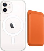 Apple Clear MagSafe Case met magnetic Wallet Card Holder voor iPhone 12 - iPhone beschermhoes case inclusief Magsafe Leren kaart houder wallet - Compatibel met iPhone 12 - Oranje