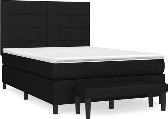 vidaXL-Boxspring-avec-matelas-tissu-noir-140x200-cm