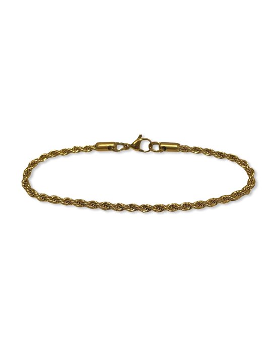 Futuro Jewellery - Corde - bracelet doré - Plaqué or 18 carats - acier inoxydable - 3 mm