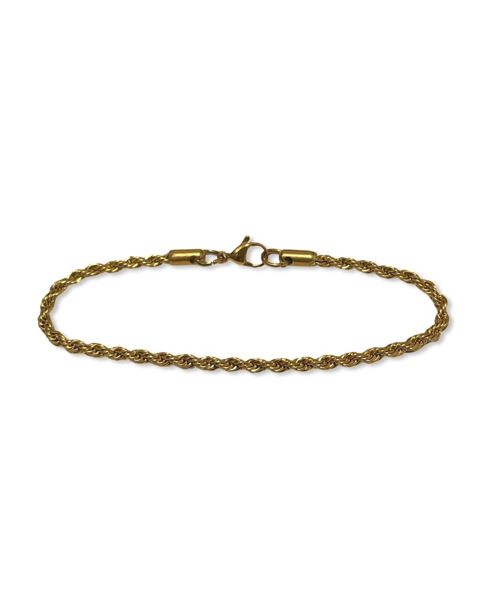 Futuro Jewellery - Rope - gouden armband - 18 karaat verguld - roestvrij staal - 3 mm