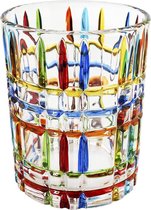 handbeschilderd stijlvol cocktailglas kleurrijk gestreept kristalwijnglas voor Scotch-, Bourbon-, likeur- voor Scotch-liefhebbers (gebeitst vintage glasstrip)