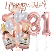 31 Jaar Verjaardag Cijferballon 31 - Feestpakket Snoes Ballonnen Pop The Bottles - Rose White Versiering