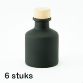 6 frosted glazen flesjes van 50 ml - kleur zwart - vaasje - huisparfum - bedankje - decoratie