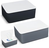 Billendoekjes box - Zwart - Grijs - Tissue Box - Wipe box - Billendoekjes Houder - 2 stuks