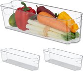 Relaxdays 3x koelkast organizer - koelkast opbergbak fruit - keuken organizer transparant