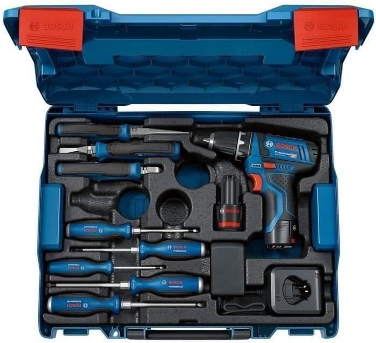 Bosch Professional PRO GSR 12V-15 Accu schroefboormachine + 8 Handtools - 060186810R