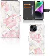 GSM Hoesje Geschikt voor iPhone 15 Wallet Book Case Cadeau voor Mama Lovely Flowers