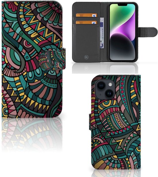 Book Case voor iPhone 15 Telefoon Hoesje Aztec