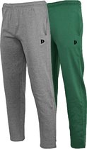 2- Pack Donnay Straight Leg Joggers - Pantalons de sport - Homme - Taille L - Vert forêt/Argent chiné (534)
