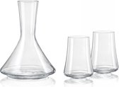 Waterset - Wijnset - Xtra Bohemia kristal - 1 karaf + 2 glazen - geschenkset wijnkaraf / waterkaraf + wijnglazen zonder steel