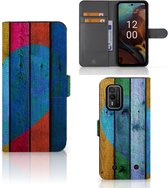 Mobiel Bookcase Nokia XR21 Smartphone Hoesje Wood Heart