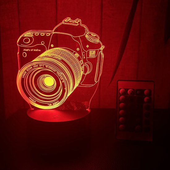 Klarigo® Nachtlamp – 3D LED Lamp Illusie – 16 Kleuren – Bureaulamp – Canon - Camera– Nachtlampje Kinderen – Creative lamp - Afstandsbediening