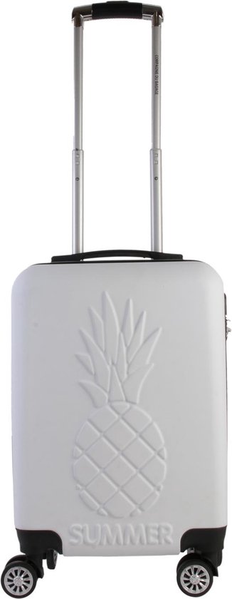 Jet Lag Handbagage Koffer – 53 X 33 X 22 – 28 L - Cabin Trolley - Handbagage Koffer Met Wielen - Lichtgewicht Handbagage Koffer - Met Een Ananas – Wit – 360º wielen – 2 vakken.