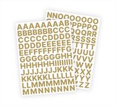 Letter stickers / Plakletters - Stickervellen Set - Metallic Goud - 2cm hoog - Geschikt voor binnen en buiten - Standaard lettertype - Mat