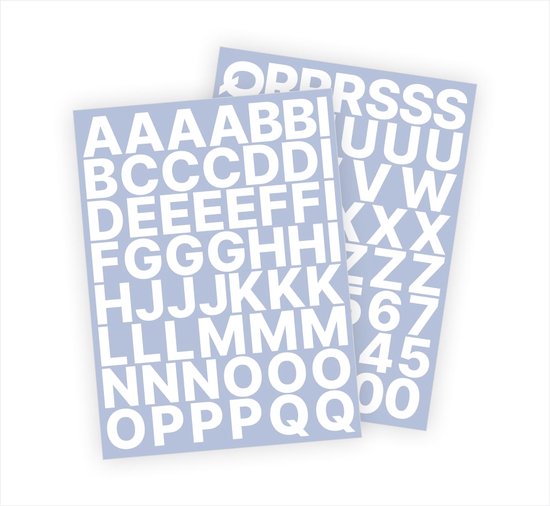 Letter stickers / Plakletters - Stickervellen Set - Wit - 3cm hoog - Geschikt voor binnen en buiten - Standaard lettertype - Mat