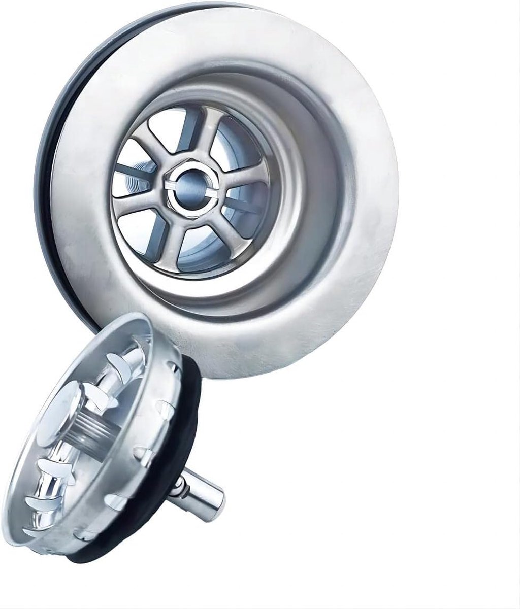 Qrity 84MM Gootsteen Collectie, Roestvrij Staal en PVC Aanrecht Mand Zeef Plug Afval G1½, Schroeven Lengte 70MM Voor Keramische Wastafels
