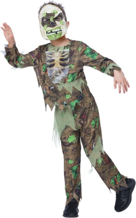 Smiffy's - Costume de Zombie - Deluxe Insect Zombie Darknelis - Garçon - Vert, Marron - Grand - Halloween - Déguisements